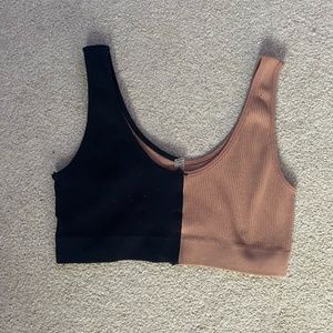cropped tank top split color
